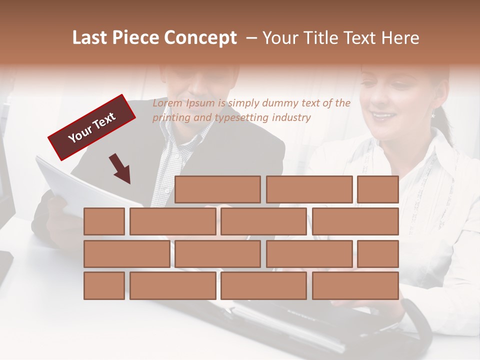 A Man And A Woman Sitting At A Table With Papers PowerPoint Template