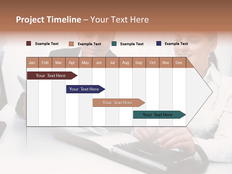 A Man And A Woman Sitting At A Table With Papers PowerPoint Template