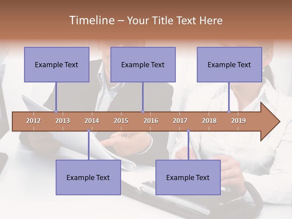 A Man And A Woman Sitting At A Table With Papers PowerPoint Template