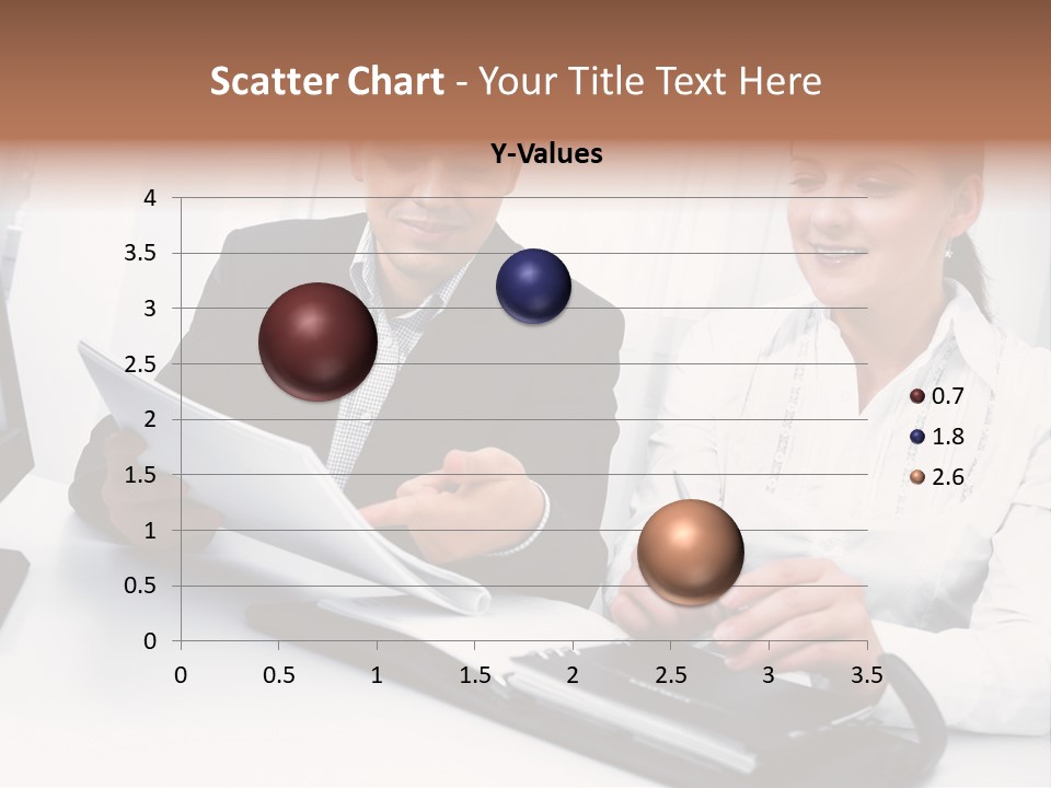A Man And A Woman Sitting At A Table With Papers PowerPoint Template