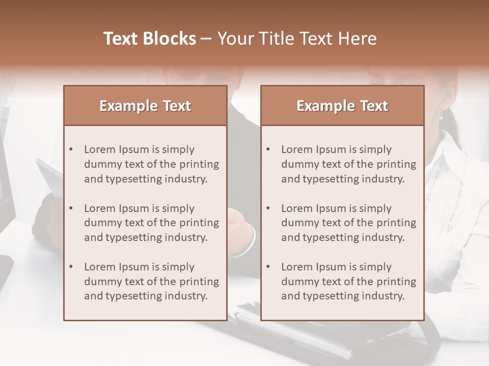 A Man And A Woman Sitting At A Table With Papers PowerPoint Template