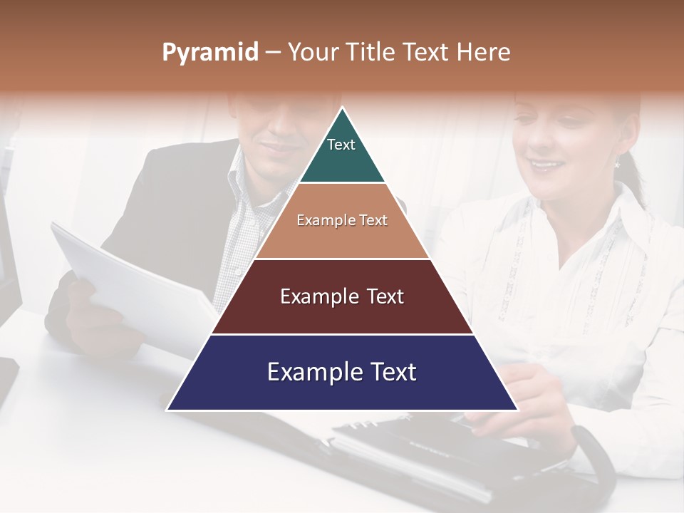 A Man And A Woman Sitting At A Table With Papers PowerPoint Template