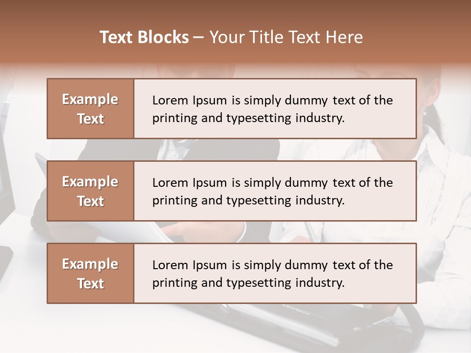 A Man And A Woman Sitting At A Table With Papers PowerPoint Template