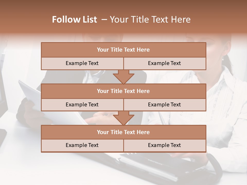 A Man And A Woman Sitting At A Table With Papers PowerPoint Template