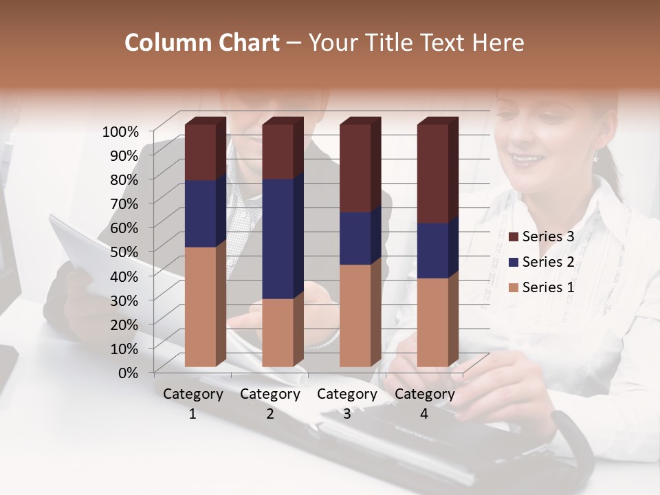 A Man And A Woman Sitting At A Table With Papers PowerPoint Template