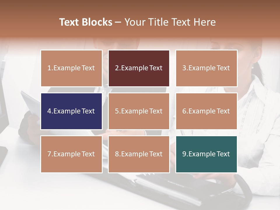 A Man And A Woman Sitting At A Table With Papers PowerPoint Template