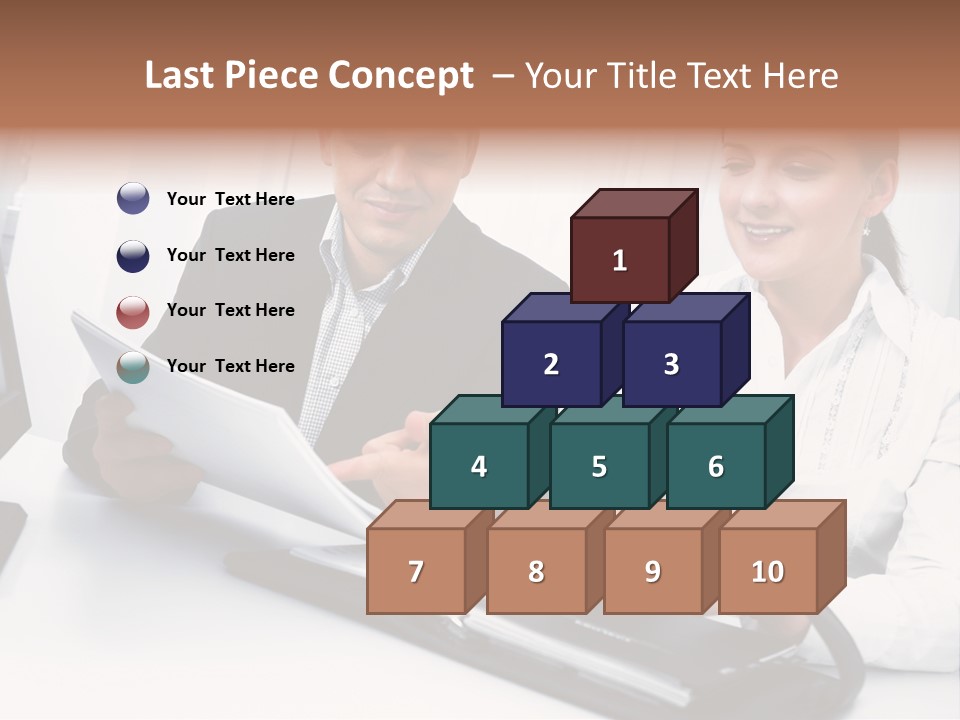 A Man And A Woman Sitting At A Table With Papers PowerPoint Template