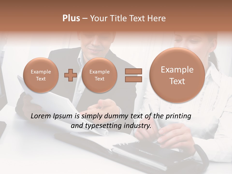 A Man And A Woman Sitting At A Table With Papers PowerPoint Template