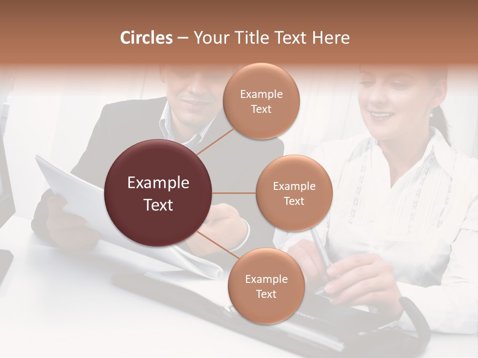 A Man And A Woman Sitting At A Table With Papers PowerPoint Template