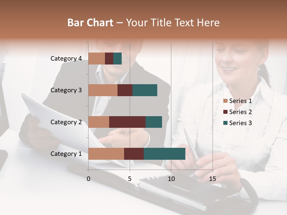 A Man And A Woman Sitting At A Table With Papers PowerPoint Template