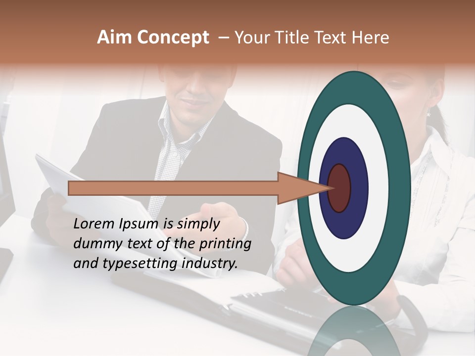 A Man And A Woman Sitting At A Table With Papers PowerPoint Template