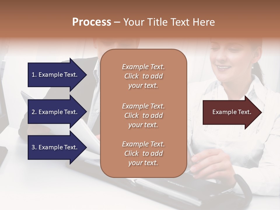 A Man And A Woman Sitting At A Table With Papers PowerPoint Template