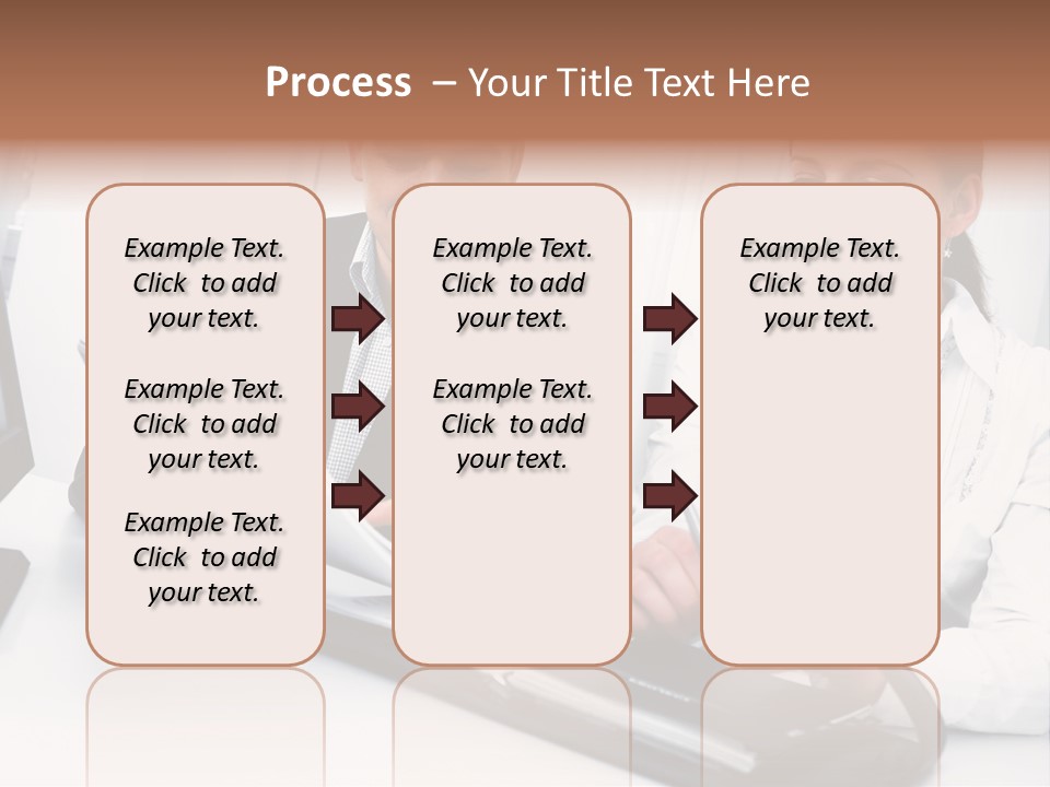 A Man And A Woman Sitting At A Table With Papers PowerPoint Template