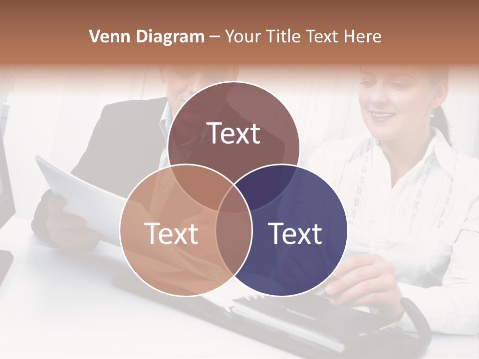 A Man And A Woman Sitting At A Table With Papers PowerPoint Template