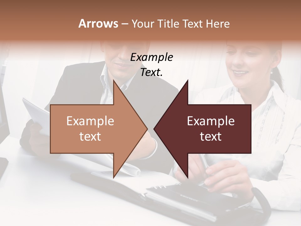 A Man And A Woman Sitting At A Table With Papers PowerPoint Template