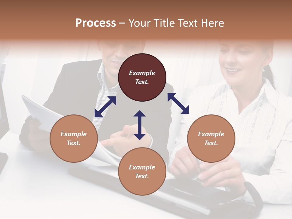 A Man And A Woman Sitting At A Table With Papers PowerPoint Template