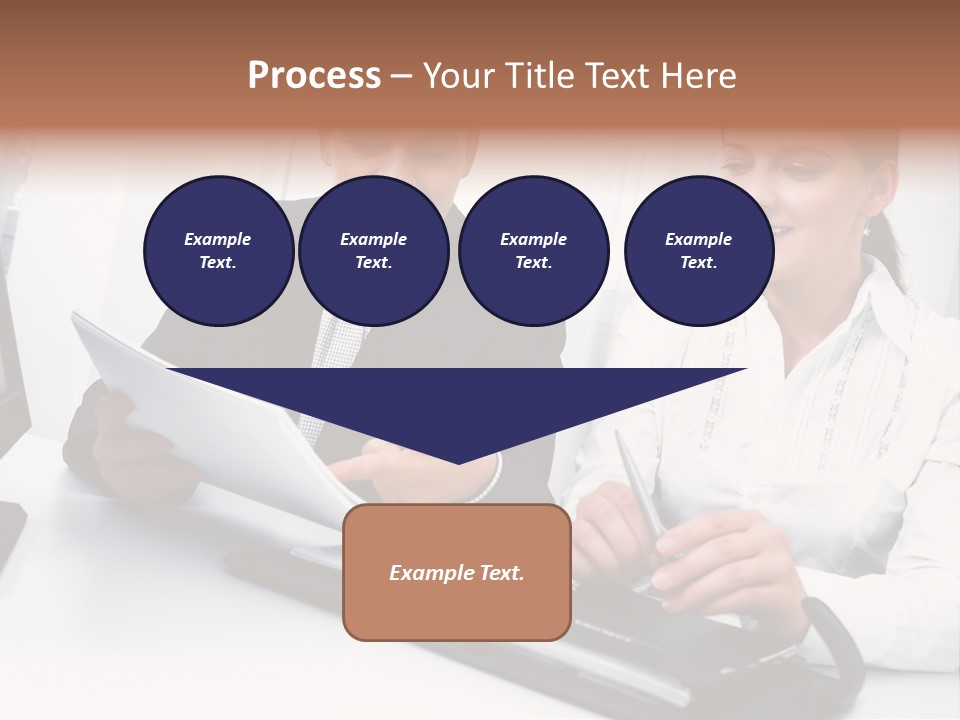 A Man And A Woman Sitting At A Table With Papers PowerPoint Template