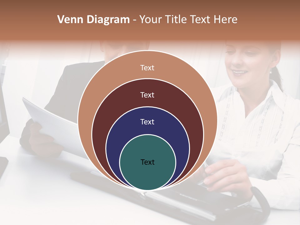 A Man And A Woman Sitting At A Table With Papers PowerPoint Template