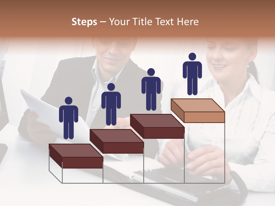 A Man And A Woman Sitting At A Table With Papers PowerPoint Template