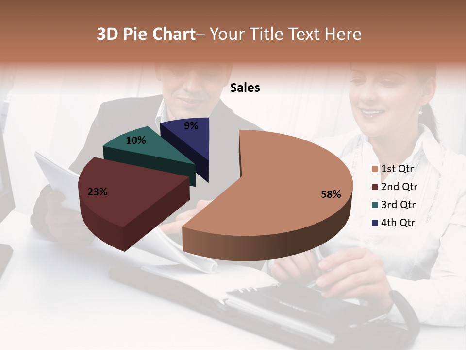 A Man And A Woman Sitting At A Table With Papers PowerPoint Template