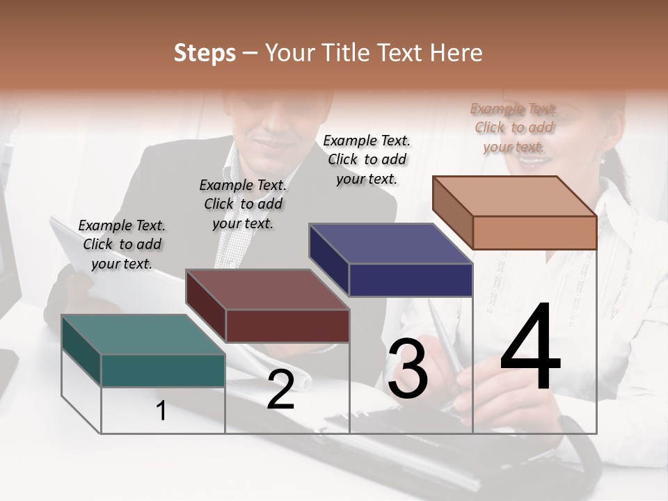 A Man And A Woman Sitting At A Table With Papers PowerPoint Template