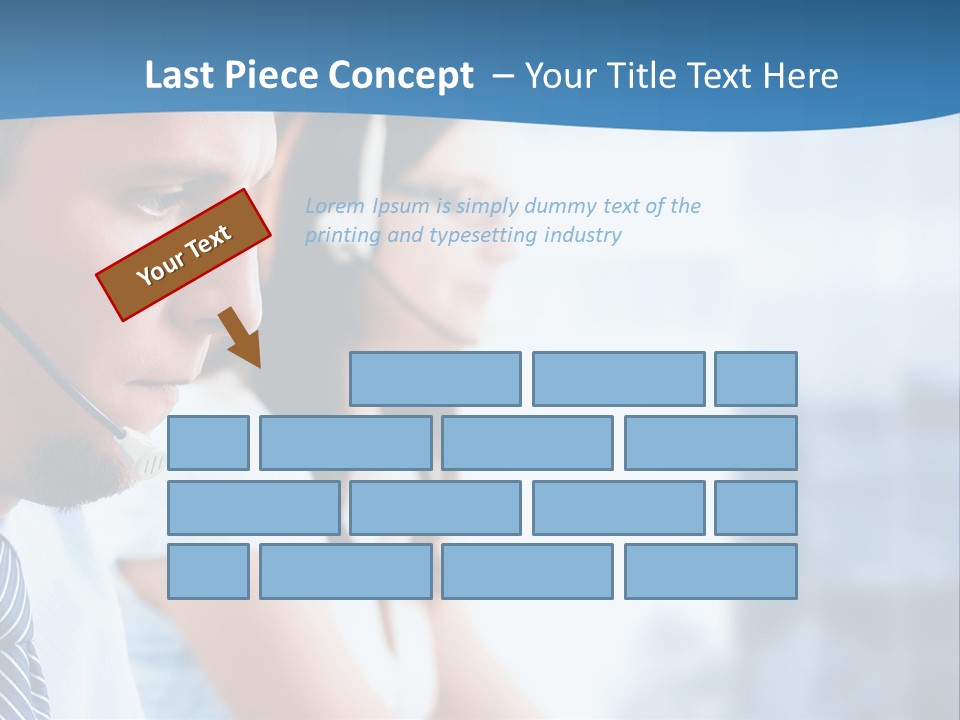 A Man Wearing A Headset With A Woman In The Background PowerPoint Template