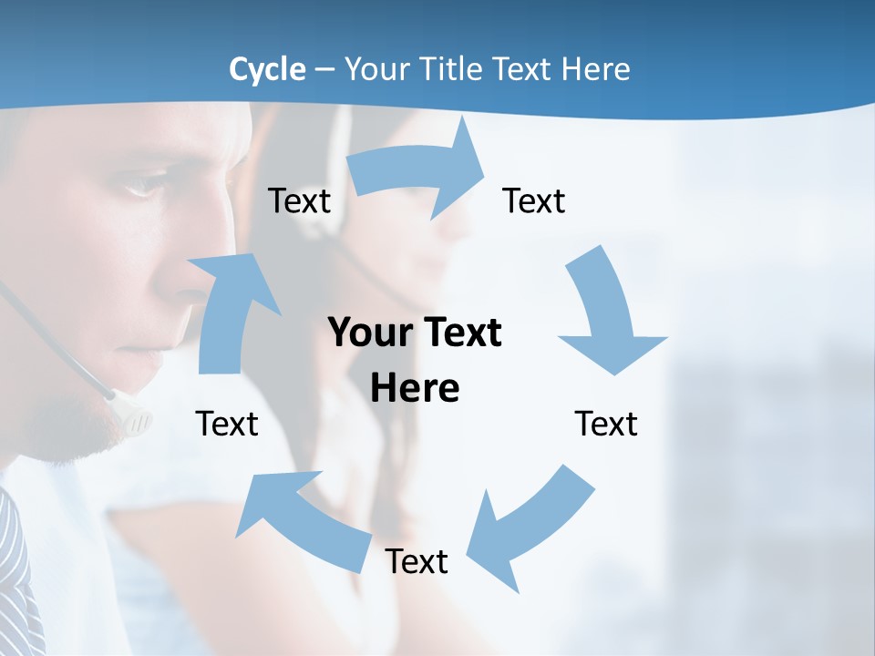 A Man Wearing A Headset With A Woman In The Background PowerPoint Template