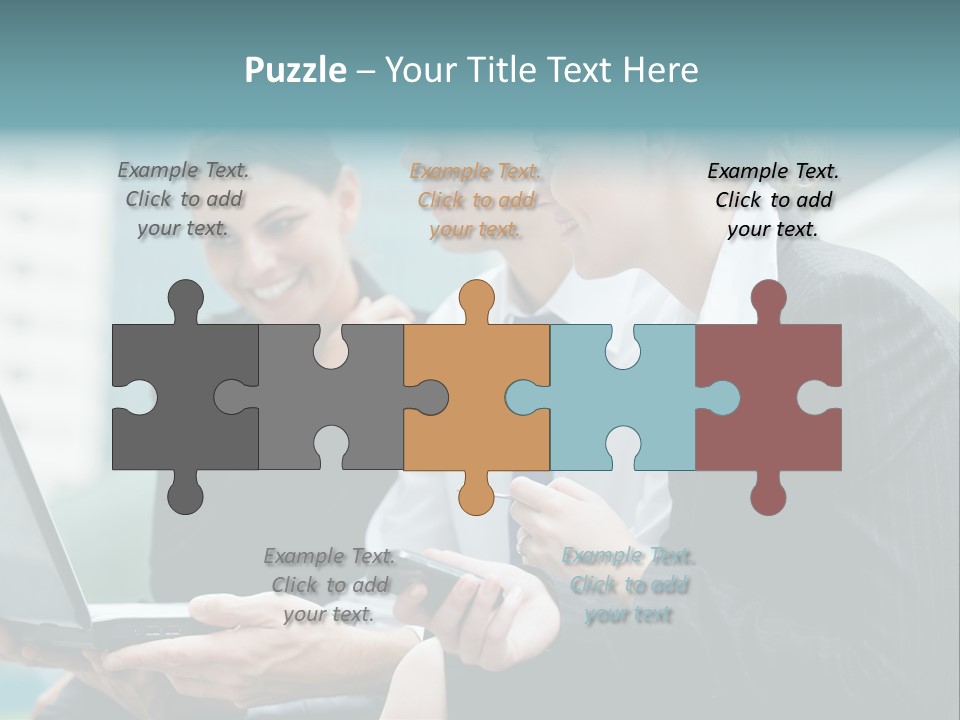 A Group Of Business People Looking At A Laptop Screen PowerPoint Template