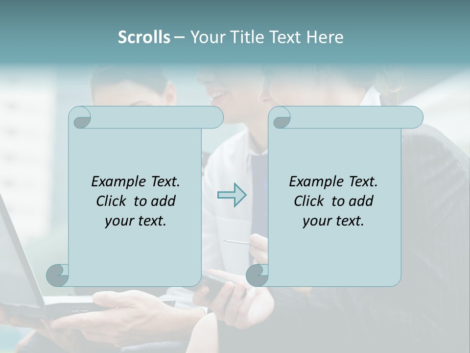 A Group Of Business People Looking At A Laptop Screen PowerPoint Template