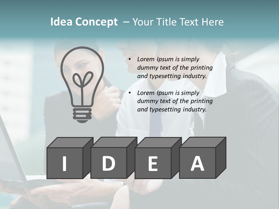 A Group Of Business People Looking At A Laptop Screen PowerPoint Template