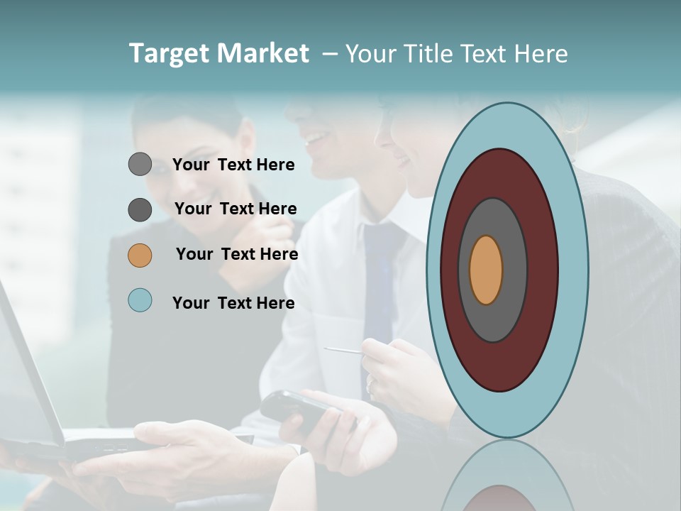 A Group Of Business People Looking At A Laptop Screen PowerPoint Template