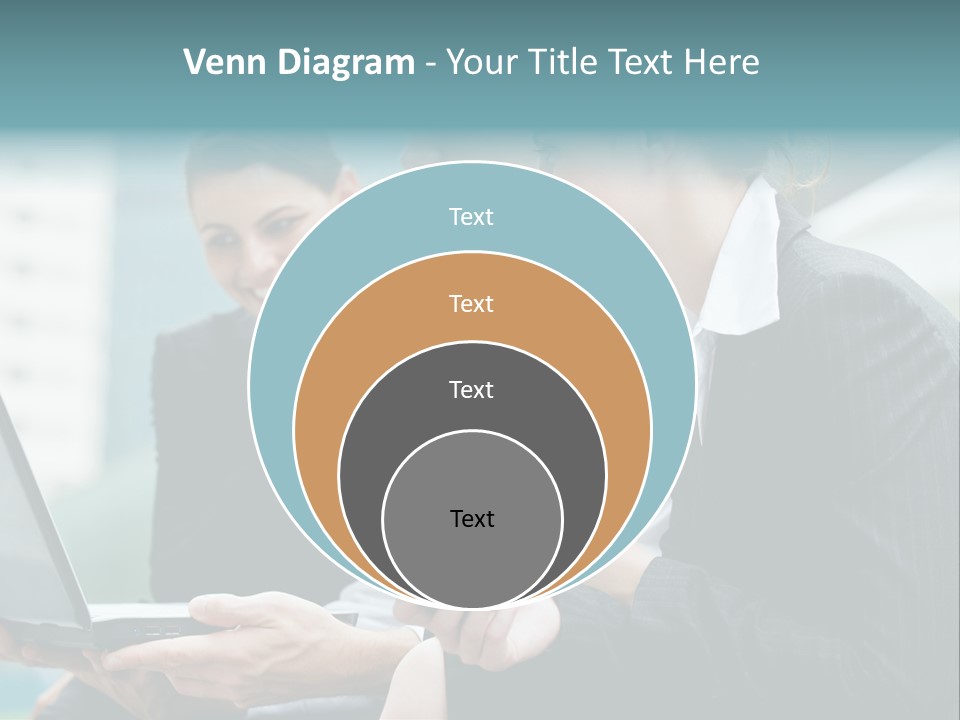 A Group Of Business People Looking At A Laptop Screen PowerPoint Template