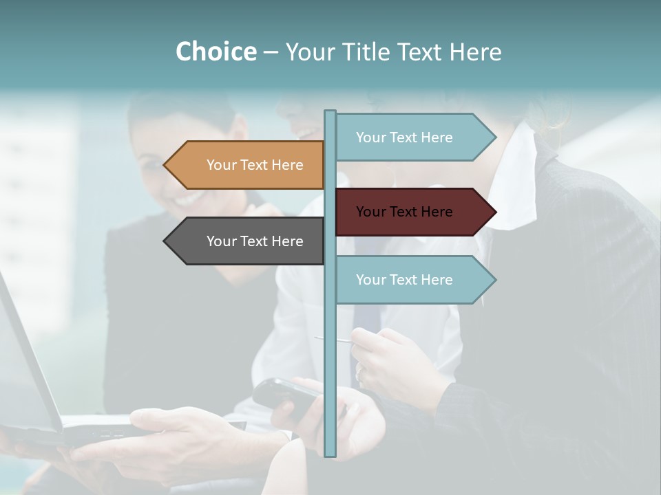 A Group Of Business People Looking At A Laptop Screen PowerPoint Template