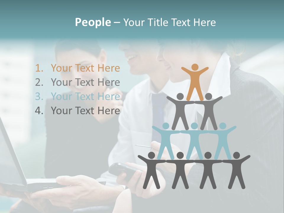 A Group Of Business People Looking At A Laptop Screen PowerPoint Template