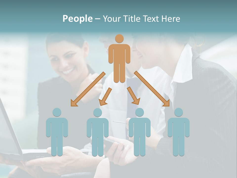 A Group Of Business People Looking At A Laptop Screen PowerPoint Template