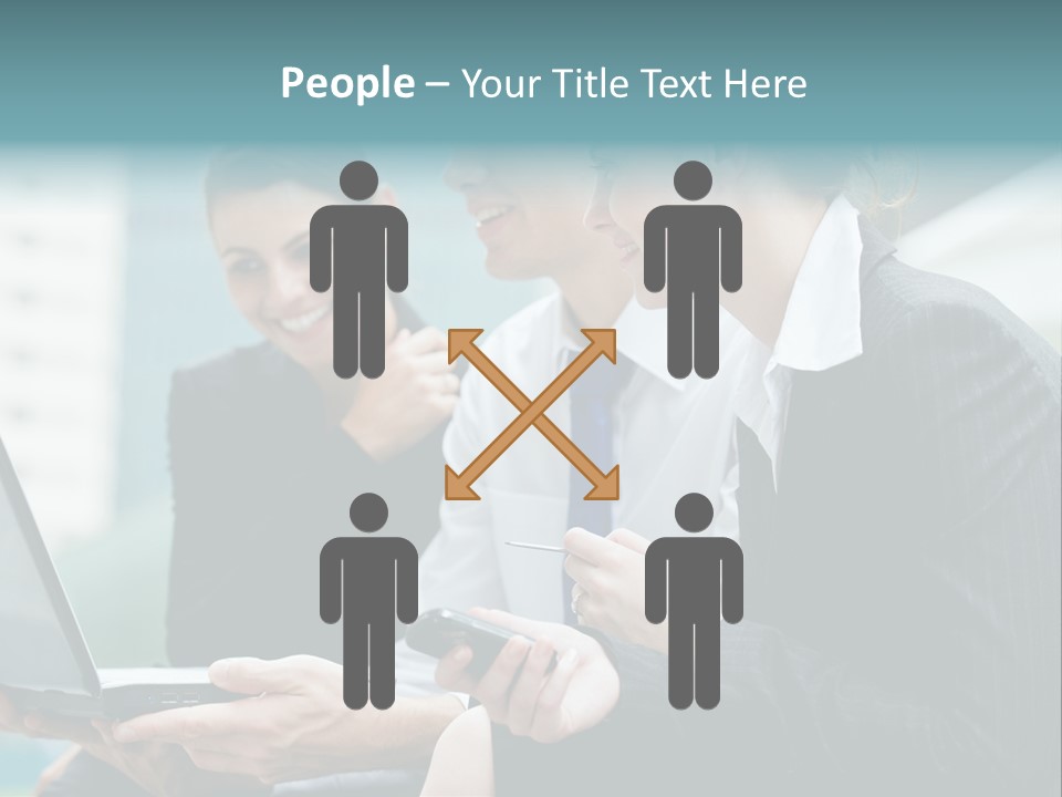 A Group Of Business People Looking At A Laptop Screen PowerPoint Template