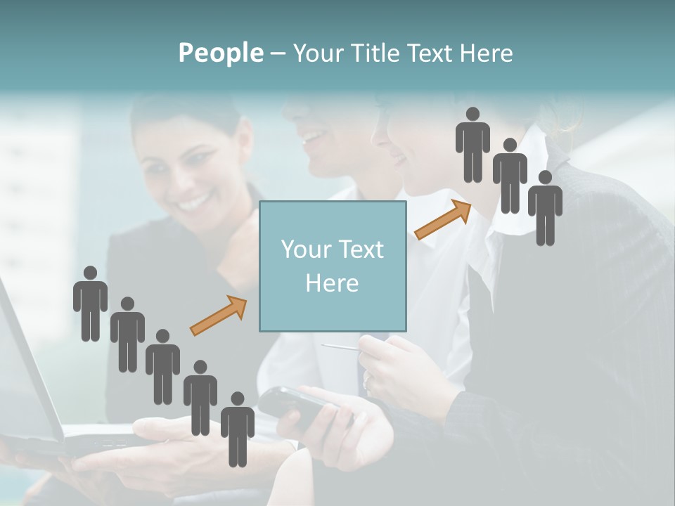 A Group Of Business People Looking At A Laptop Screen PowerPoint Template