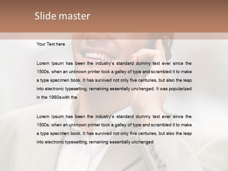 A Man In A Suit Talking On A Cell Phone PowerPoint Template