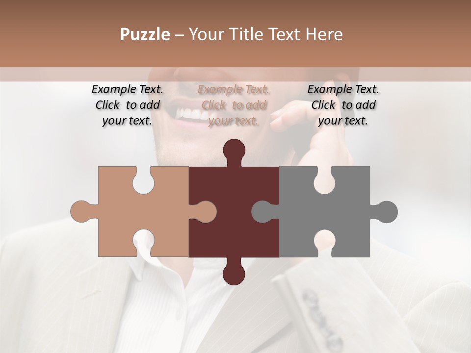 A Man In A Suit Talking On A Cell Phone PowerPoint Template