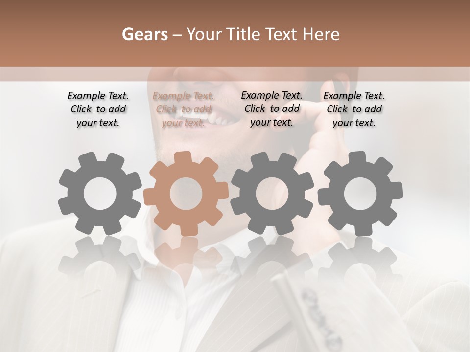 A Man In A Suit Talking On A Cell Phone PowerPoint Template