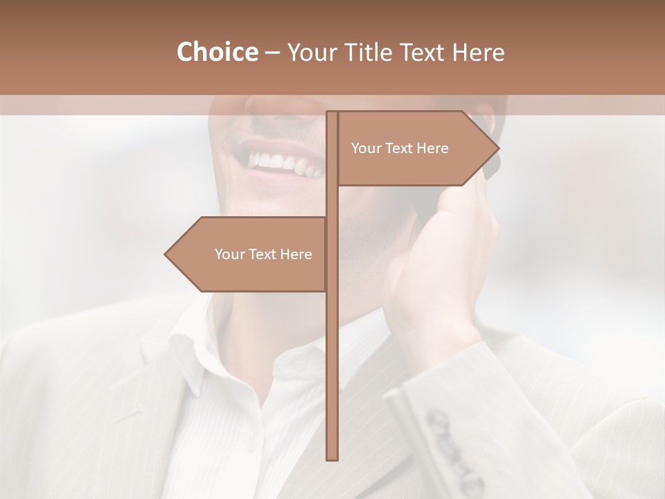 A Man In A Suit Talking On A Cell Phone PowerPoint Template