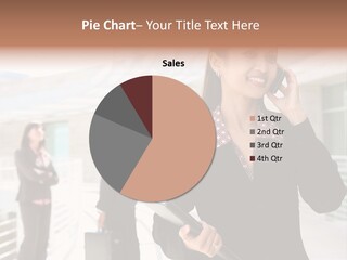 A Woman In A Business Suit Talking On A Cell Phone PowerPoint Template