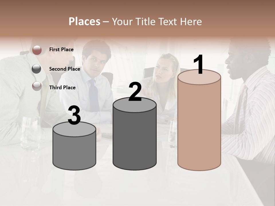 A Group Of People Sitting Around A Conference Table PowerPoint Template