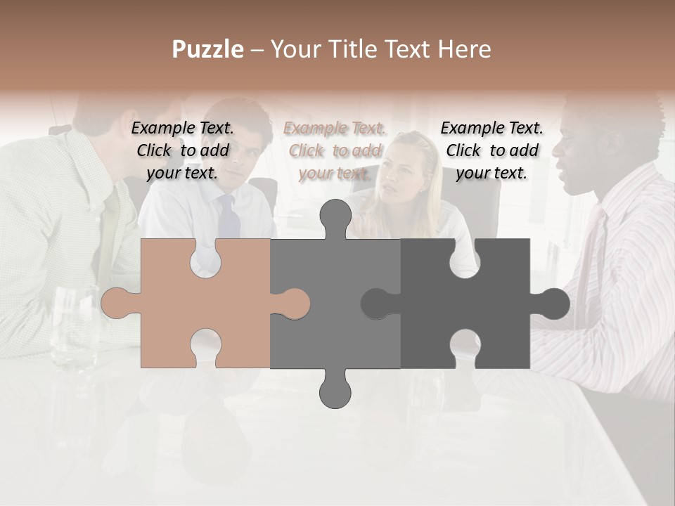 A Group Of People Sitting Around A Conference Table PowerPoint Template