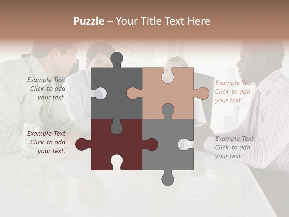 A Group Of People Sitting Around A Conference Table PowerPoint Template