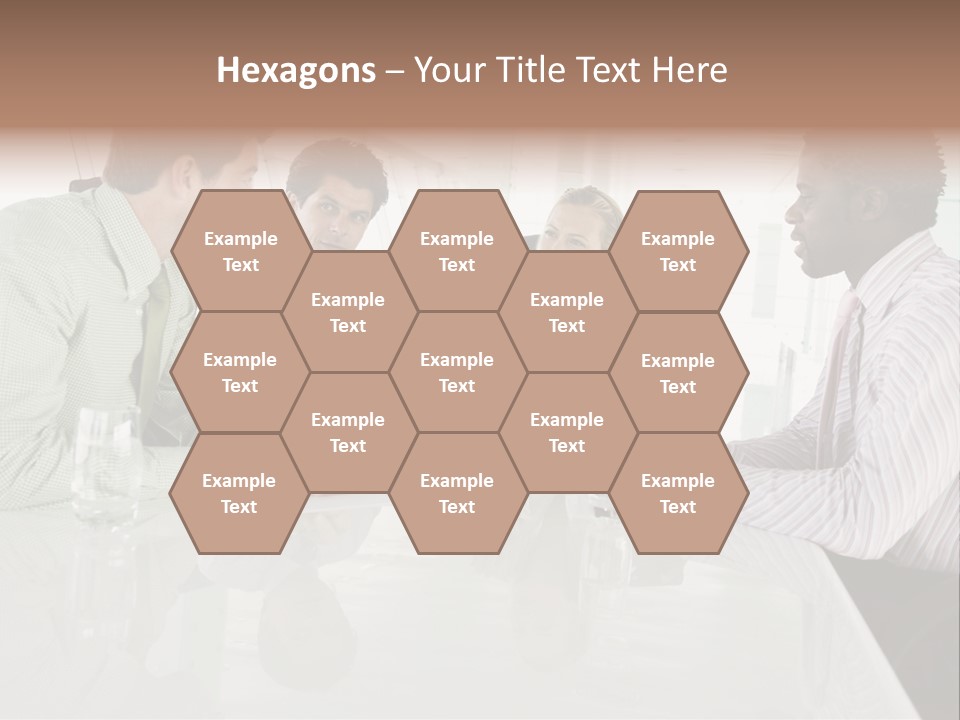 A Group Of People Sitting Around A Conference Table PowerPoint Template