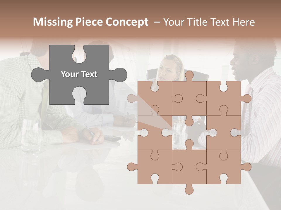 A Group Of People Sitting Around A Conference Table PowerPoint Template