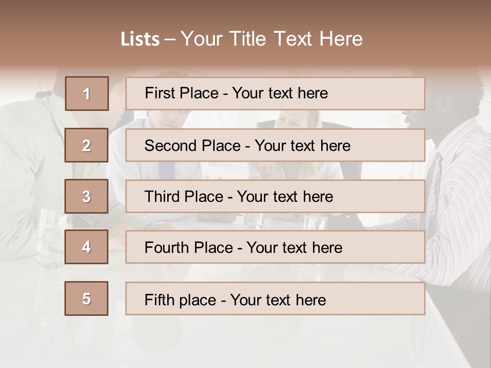 A Group Of People Sitting Around A Conference Table PowerPoint Template