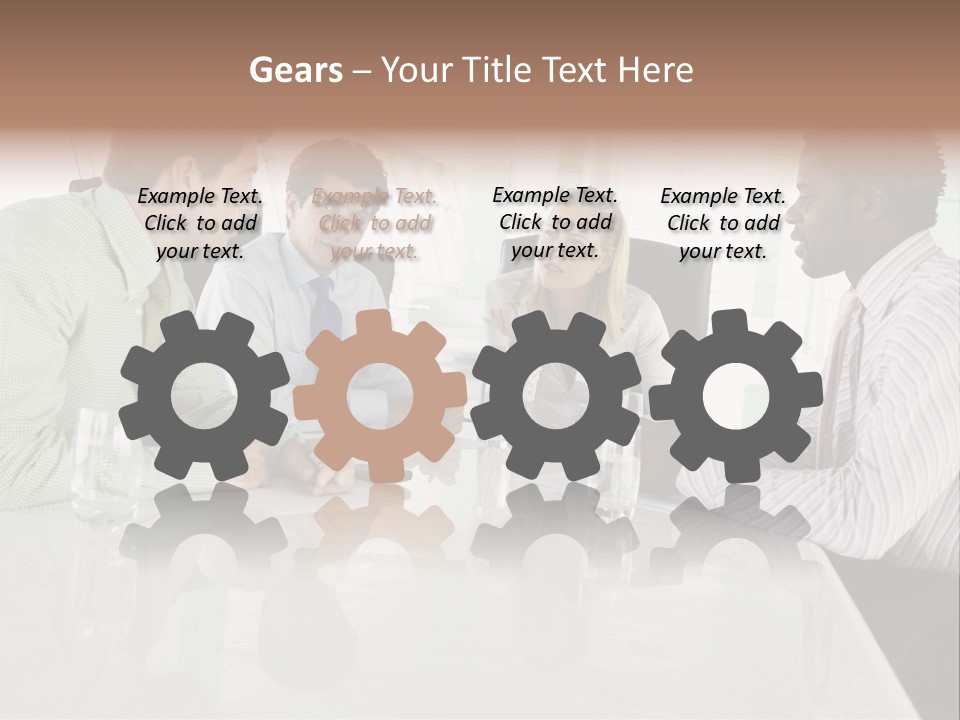 A Group Of People Sitting Around A Conference Table PowerPoint Template