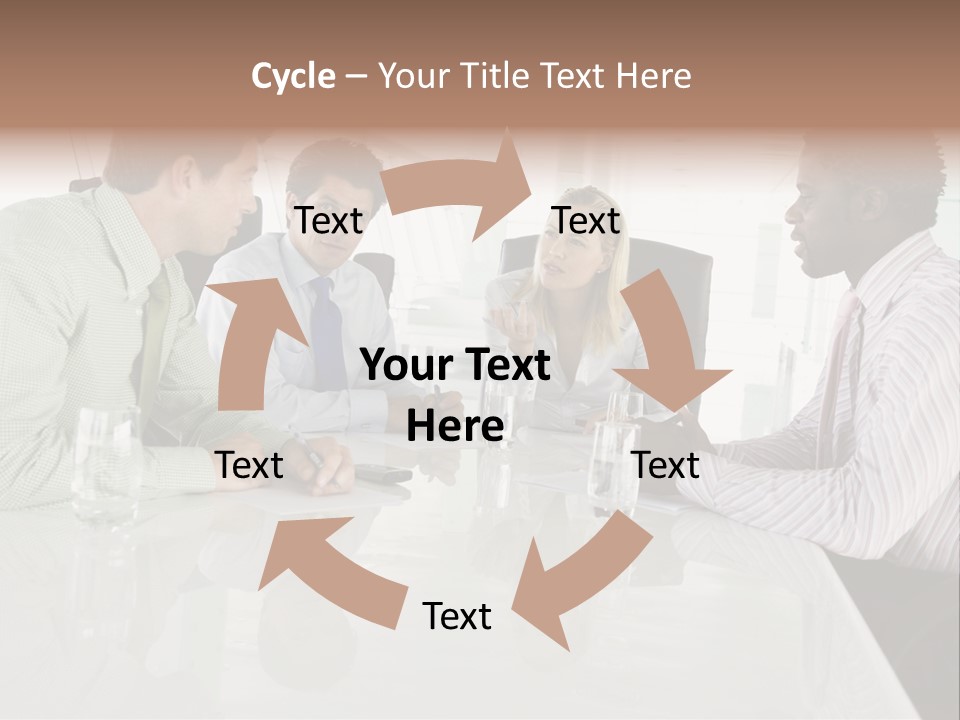 A Group Of People Sitting Around A Conference Table PowerPoint Template